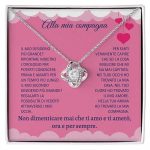 A mia moglie - Collana e pendente placcato in oro bianco 14 carati con