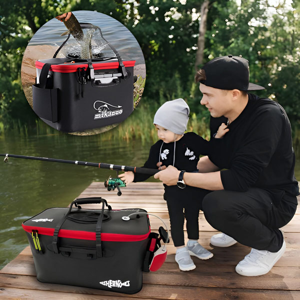 Secchio Pieghevole Da Pesca Multiuso | 23L / 30L / 38L In EVA - Nero
