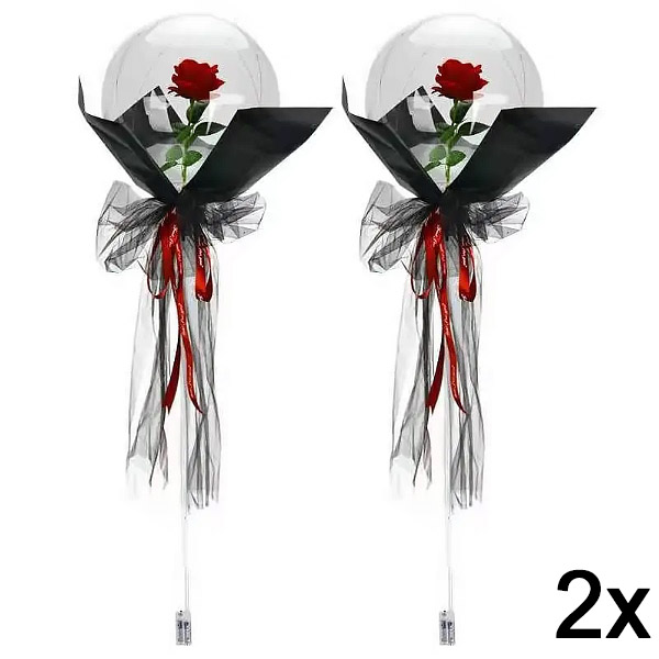 2x Palloncino LED con rosa per momenti indimenticabili | LOVEBALLOON