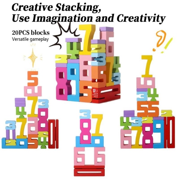 Blocchi Numero in Legno per Bambini, Set di attività Numberblocks, Blocchi di Costruzione in Legno con Numeri da 1 a 10, Puzzle Digitale 3D per Bambini per Ragazzi e Ragazze dai 3